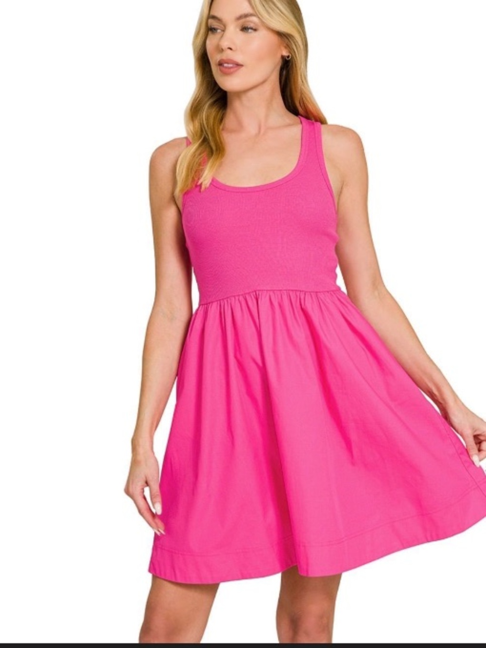 Zenana Outfitters Hot Pink Sleeveless Tank Dress